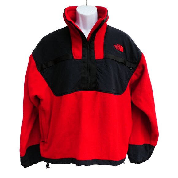 The North Face Other - Vintage The North Face Deep Pile Red Black Polar Fleece Quarter Zip Mock USA L